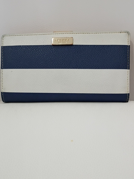 kate spade Handbags - kate spade Pebbled Leather Navy and White Striped Continental Wallet